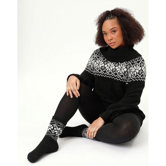 Premise holiday Christmas sweater sock set women’s size large snowflake black&wh - Picture 4 of 10